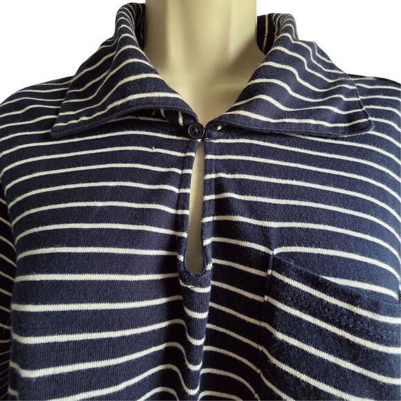 Ralph Lauren LRL Navy White Stripe Knit Shirtdress Large Y2K - Picture 3 of 9